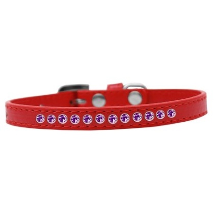 Purple Crystal Size 10 Red Puppy Collar