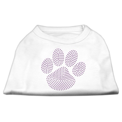 Purple Paw Rhinestud Shirts White L