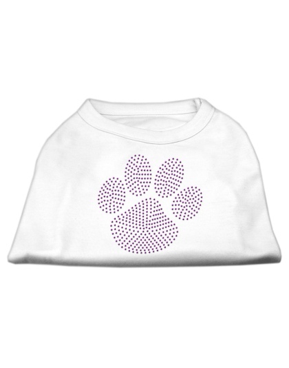 Purple Paw Rhinestud Shirts White L