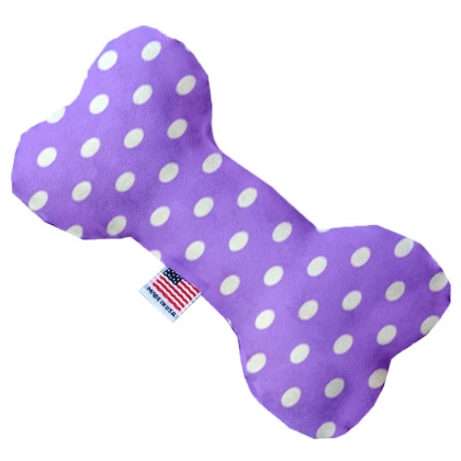 Purple Polka Dots 10 inch Canvas Bone Dog Toy