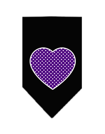 Purple Swiss Dot Heart Screen Print Bandana Black Large