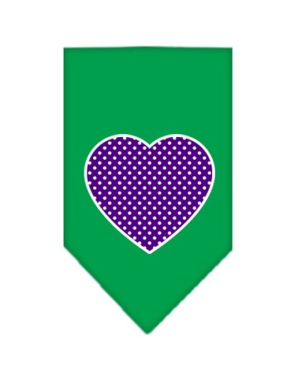 Purple Swiss Dot Heart Screen Print Bandana Emerald Green Large