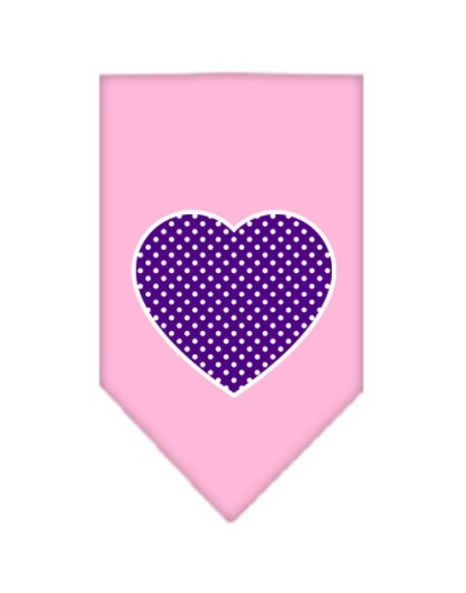 Purple Swiss Dot Heart Screen Print Bandana Light Pink Large