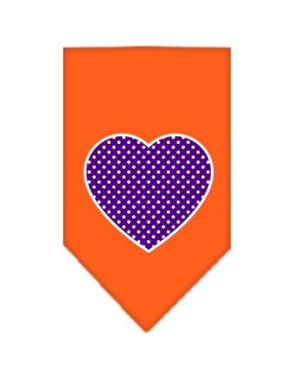 Purple Swiss Dot Heart Screen Print Bandana Orange Large