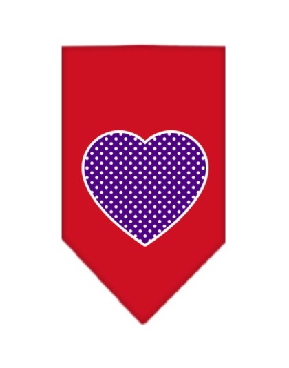 Purple Swiss Dot Heart Screen Print Bandana Red Large