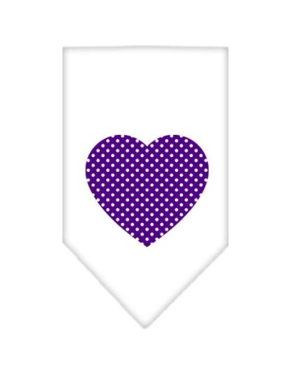 Purple Swiss Dot Heart Screen Print Bandana White Large