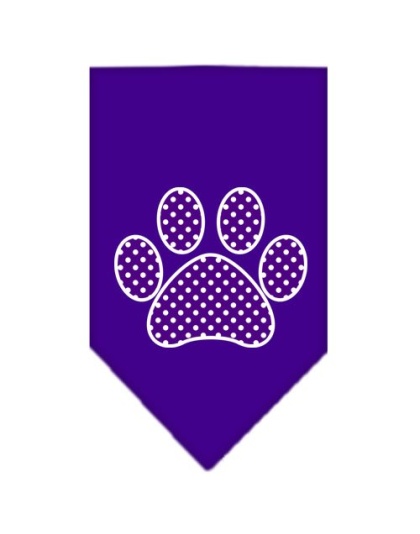 Purple Swiss Dot Paw Screen Print Bandana Purple Large