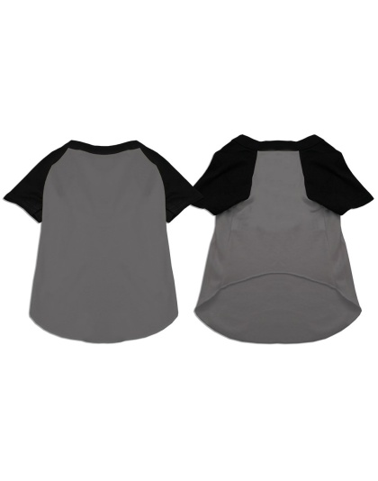 Raglan Baseball Pet Shirt Grey with Black Size XS