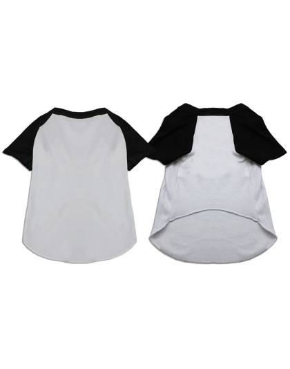 Raglan Baseball Pet Shirt White with Black Size XS