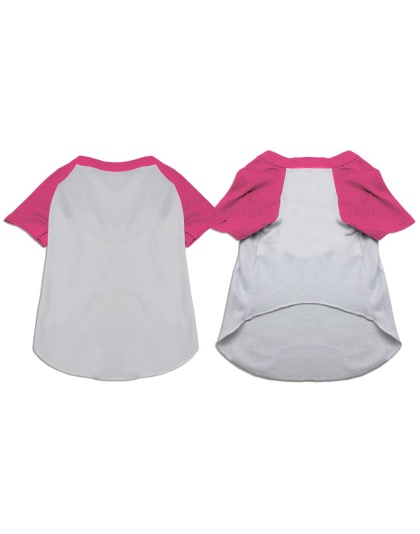 Raglan Baseball Pet Shirt White with Bright Pink Size XS