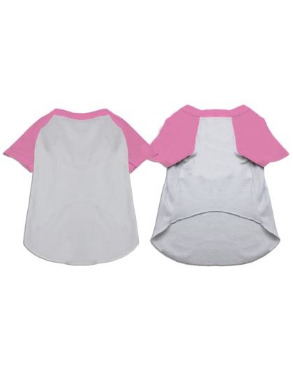 Raglan Baseball Pet Shirt White with Light Pink Size XS