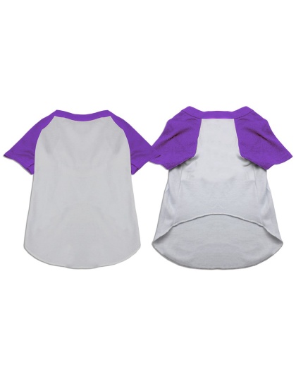 Raglan Baseball Pet Shirt White with Purple Size XS