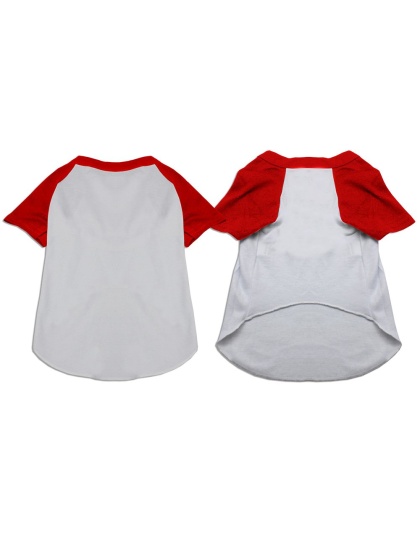 Raglan Baseball Pet Shirt White with Red Size XS