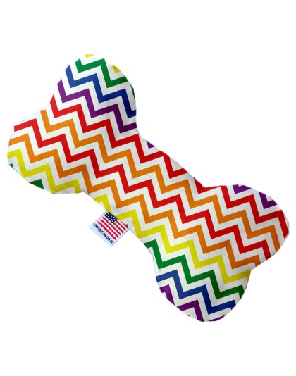 Rainbow Chevron 10 inch Canvas Bone Dog Toy