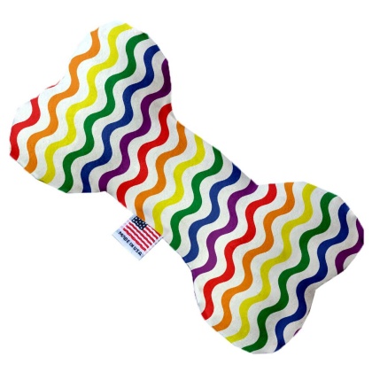 Rainbow Fun Stripes 10 inch Canvas Bone Dog Toy