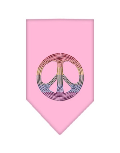 Rainbow Peace Sign Rhinestone Bandana Light Pink Large