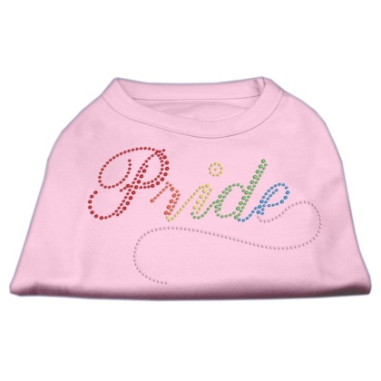 Rainbow Pride Rhinestone Shirts Light Pink XL