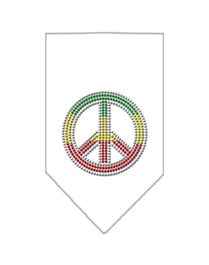 Rasta Peace Rhinestone Bandana White Large