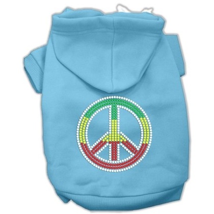 Rasta Peace Sign Hoodie Baby Blue L