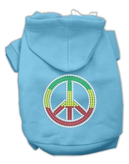 Rasta Peace Sign Hoodie Baby Blue L