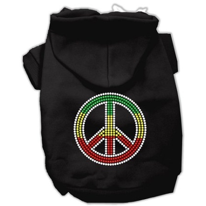 Rasta Peace Sign Hoodie Black L