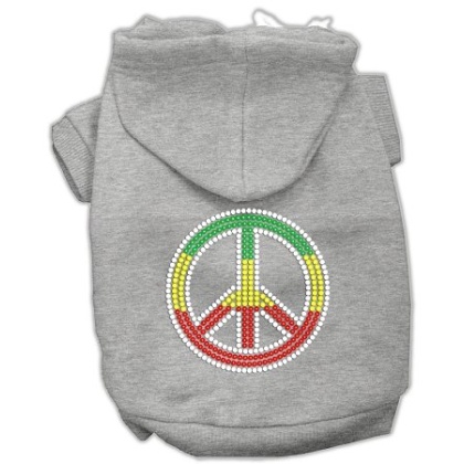 Rasta Peace Sign Hoodie Grey L