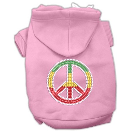 Rasta Peace Sign Hoodie Pink L