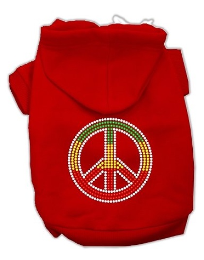 Rasta Peace Sign Hoodie Red L