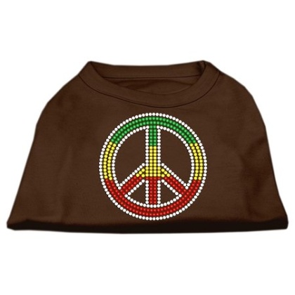 Rasta Peace Sign Shirts Brown Lg