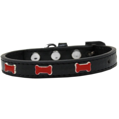 Red Bone Widget Dog Collar Black Size 10