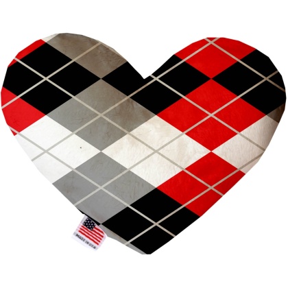 Red and Grey Argyle 6 Inch Heart Dog Toy