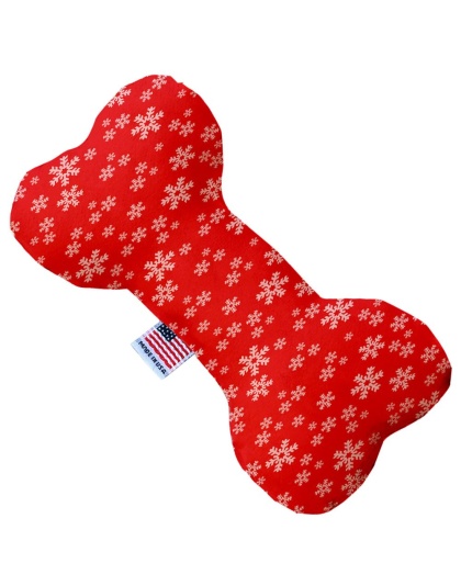 Red and White Snowflakes 10 inch Bone Dog Toy