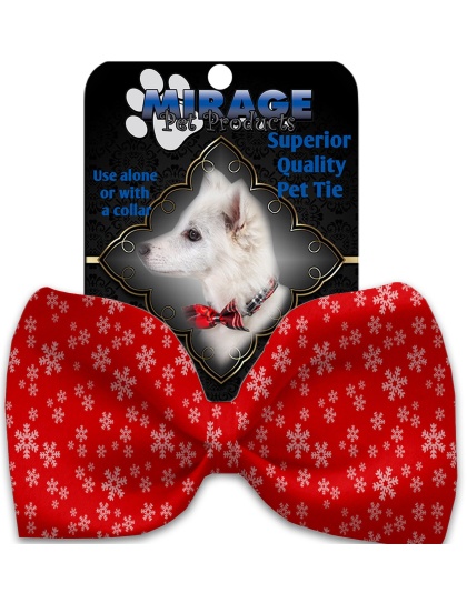 Red and White Snowflakes Pet Bow Tie