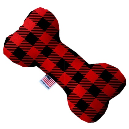 Red Buffalo Check 10 Inch Bone Dog Toy