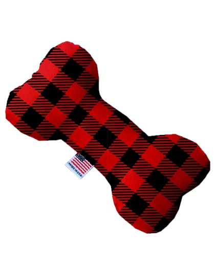 Red Buffalo Check 10 Inch Bone Dog Toy