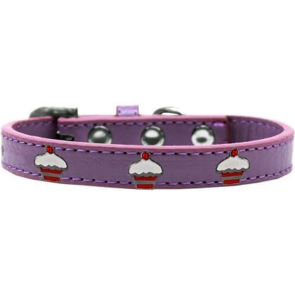 Red Cupcake Widget Dog Collar Lavender Size 10