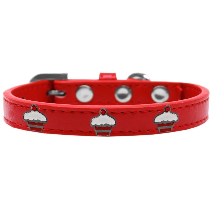 Red Cupcake Widget Dog Collar Red Size 10