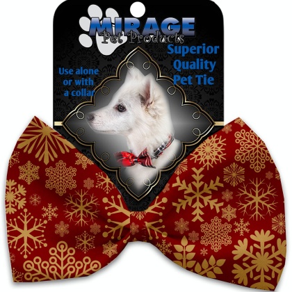 Red Snowflakes Pet Bow Tie