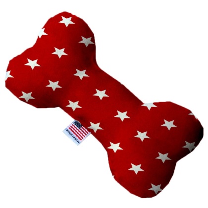 Red Stars 10 inch Canvas Bone Dog Toy