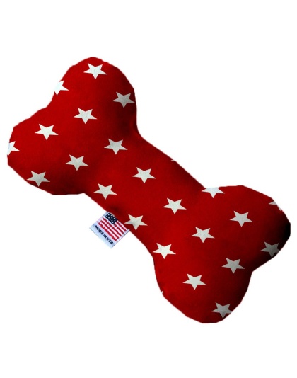 Red Stars 10 inch Canvas Bone Dog Toy