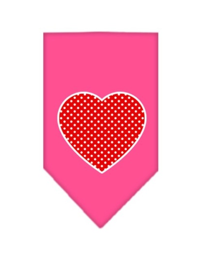 Red Swiss Dot Heart Screen Print Bandana Bright Pink Large