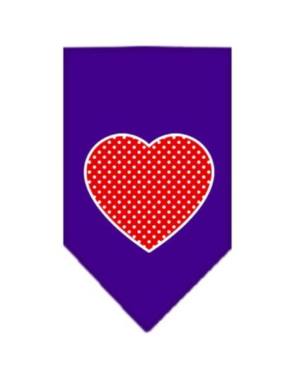 Red Swiss Dot Heart Screen Print Bandana Purple Large