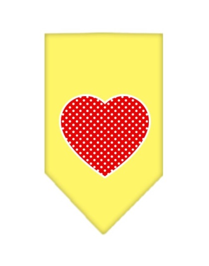 Red Swiss Dot Heart Screen Print Bandana Yellow Large