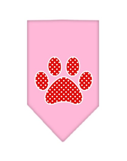 Red Swiss Dot Paw Screen Print Bandana Light Pink Large