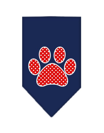 Red Swiss Dot Paw Screen Print Bandana Navy Blue large