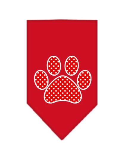 Red Swiss Dot Paw Screen Print Bandana Red Large