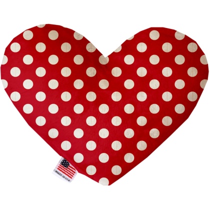 Red Swiss Dots 6 Inch Canvas Heart Dog Toy