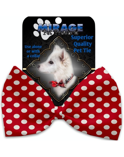 Red Swiss Dots Pet Bow Tie