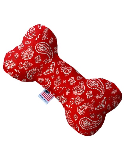 Red Western 10 Inch Canvas Bone Dog Toy