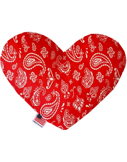 Red Western 6 Inch Canvas Heart Dog Toy